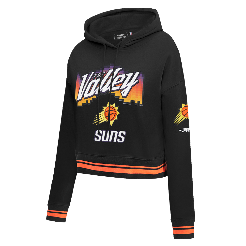 NBA PHOENIX SUNS CITY EDITION 25-26 WOMEN'S RIB FLC CROPPED PO HOODIE (BLACK/ORANGE)