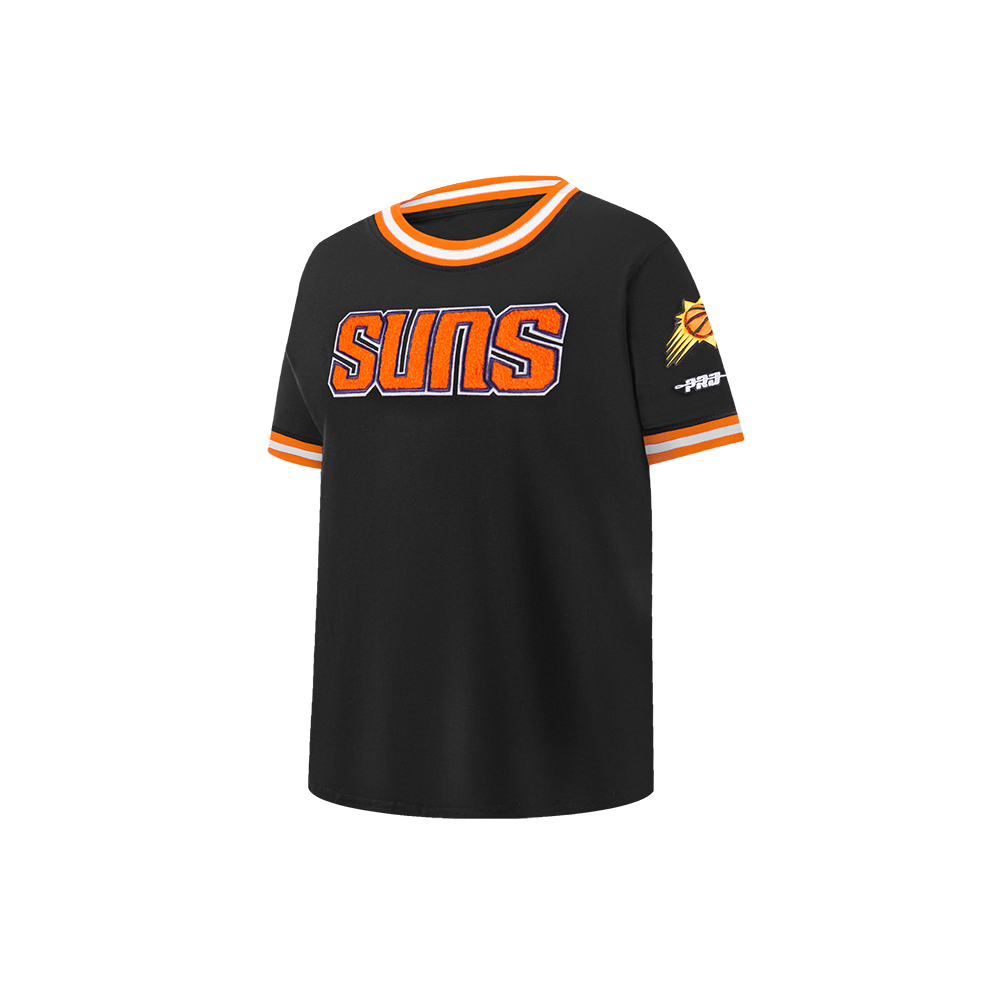 NBA PHOENIX SUNS CLASSIC LITTLE BOYS SHORT SLEEVE STRIPED RIB TEE (BLACK/ORANGE)