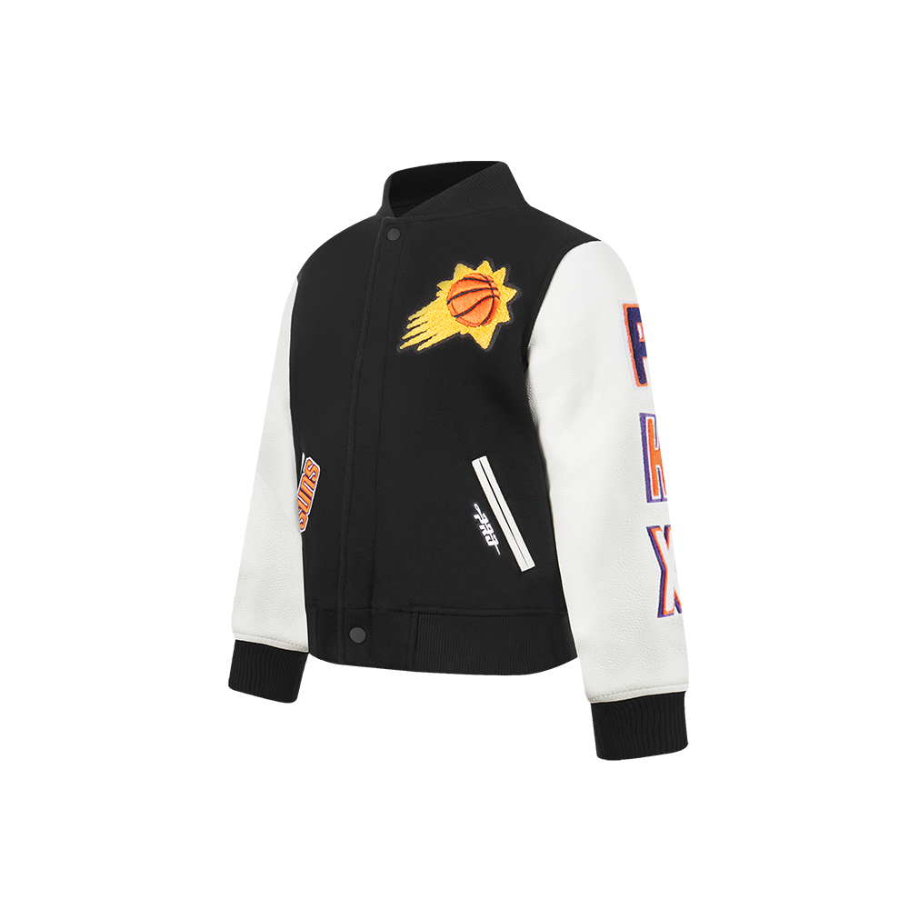 NBA PHOENIX SUNS CLASSIC TODDLER BOYS WOOL VARSITY JACKET (BLACK/WHITE)
