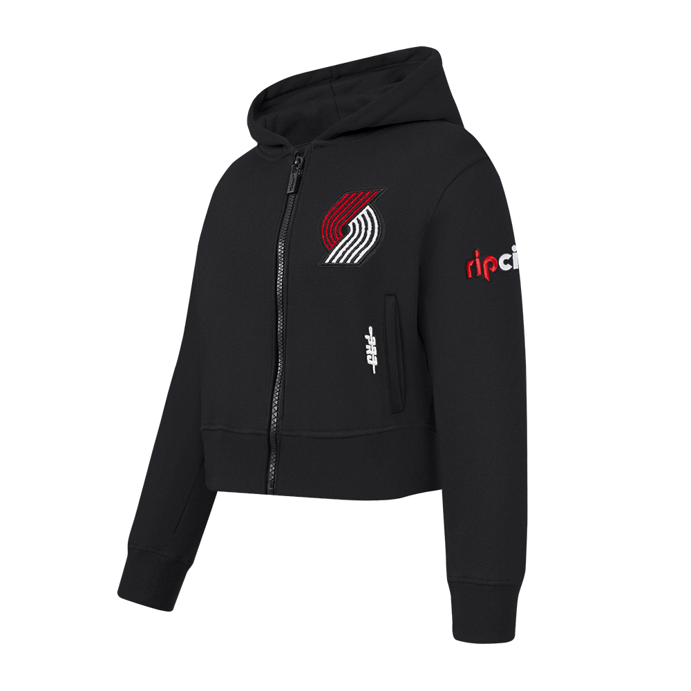 NBA PORTLAND TRAIL BLAZERS CLASSIC LITTLE GIRLS  FLEECE FULL ZIP HOODIE (BLACK)