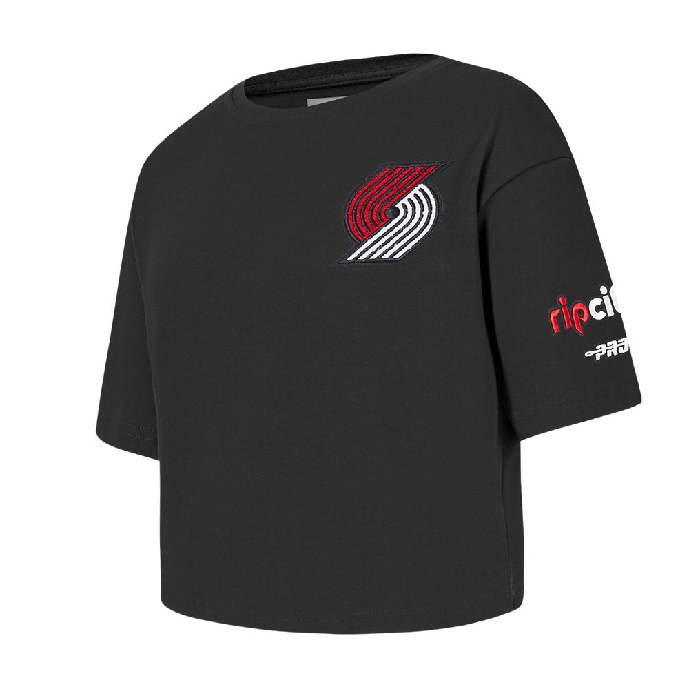 NBA PORTLAND TRAIL BLAZERS CLASSIC TODDLER GIRLS SHORT SLEEVE BOXY TEE (BLACK)