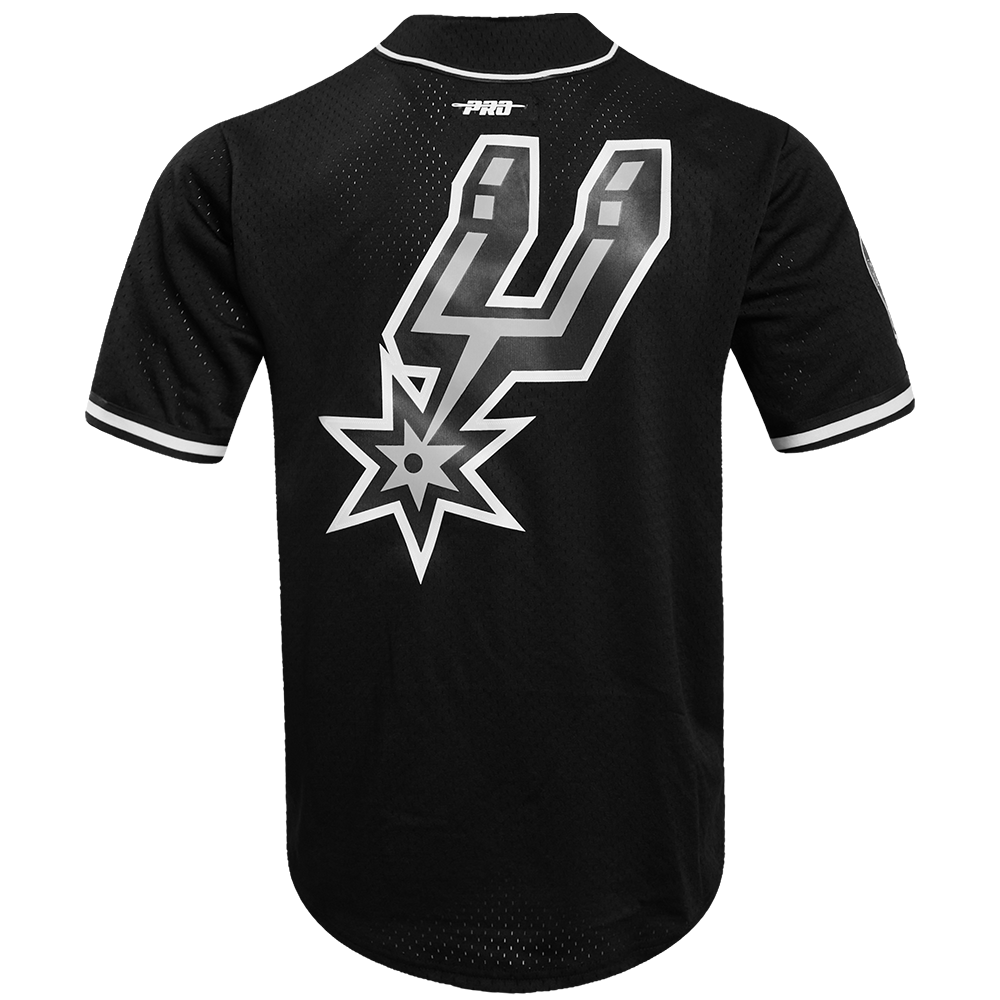 NBA SAN ANTONIO SPURS CLASSIC MEN S MESH BUTTON DOWN JERSEY BLACK Pro Standard
