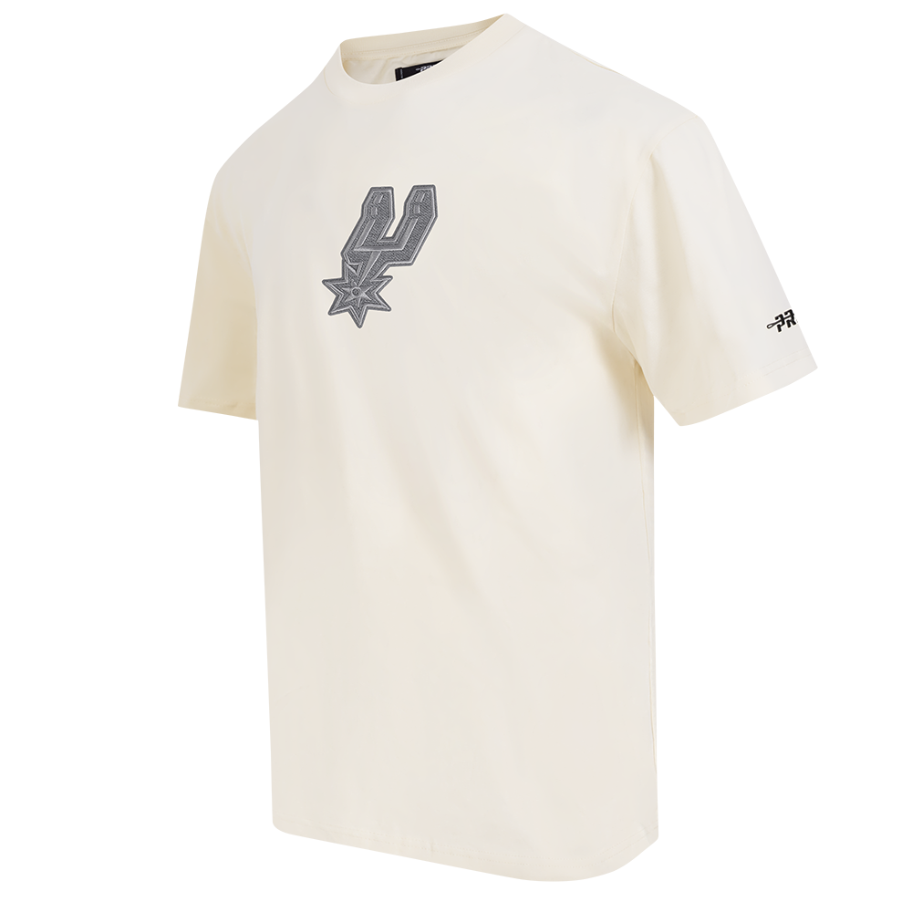 NBA SAN ANTONIO SPURS REVERSE FRENCH TERRY MEN'S CJ DROP SHOULDER TEE (EGGSHELL)