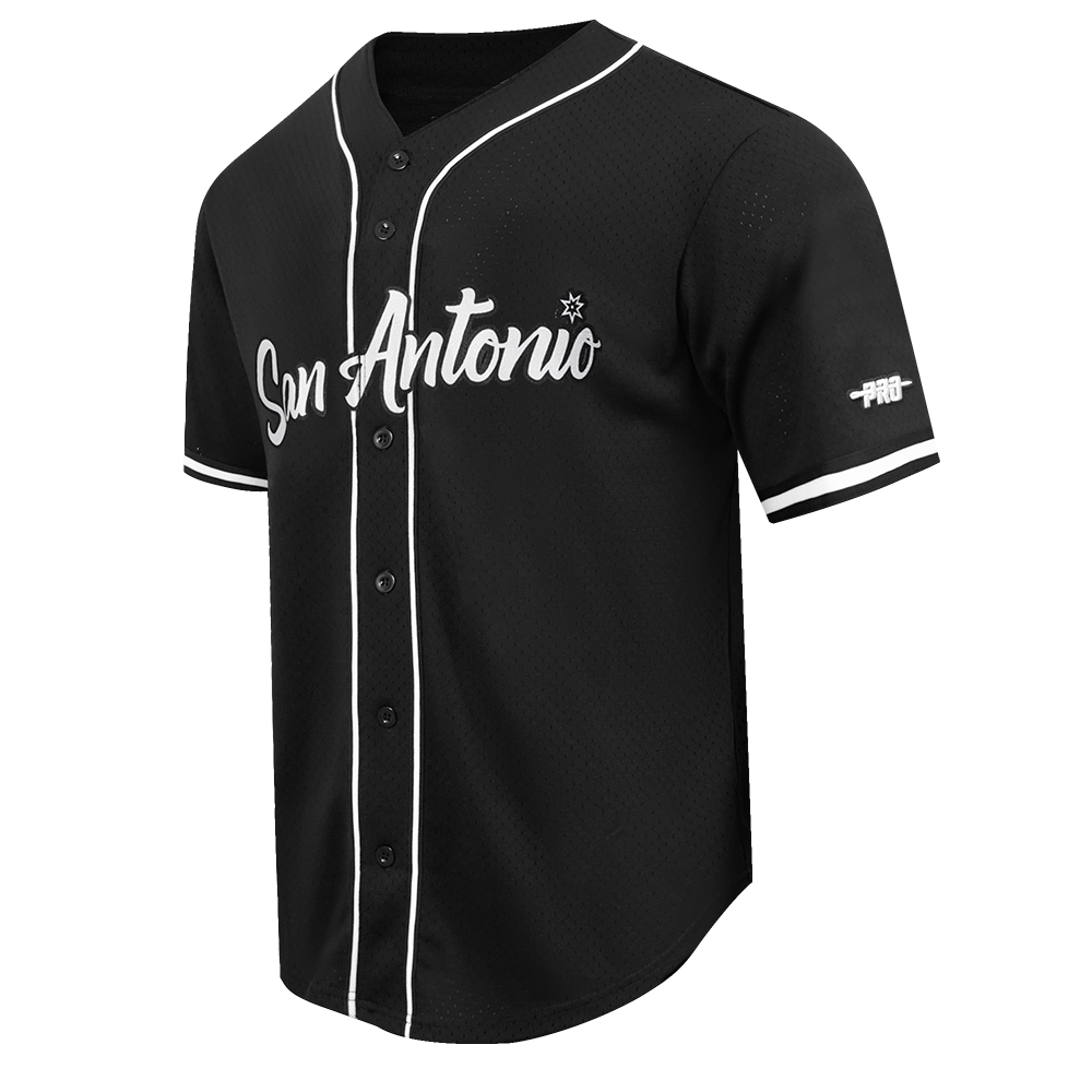 NBA SAN ANTONIO SPURS CITY EDITION 25-26 MEN'S MESH BUTTON DOWN SHIRT (BLACK)