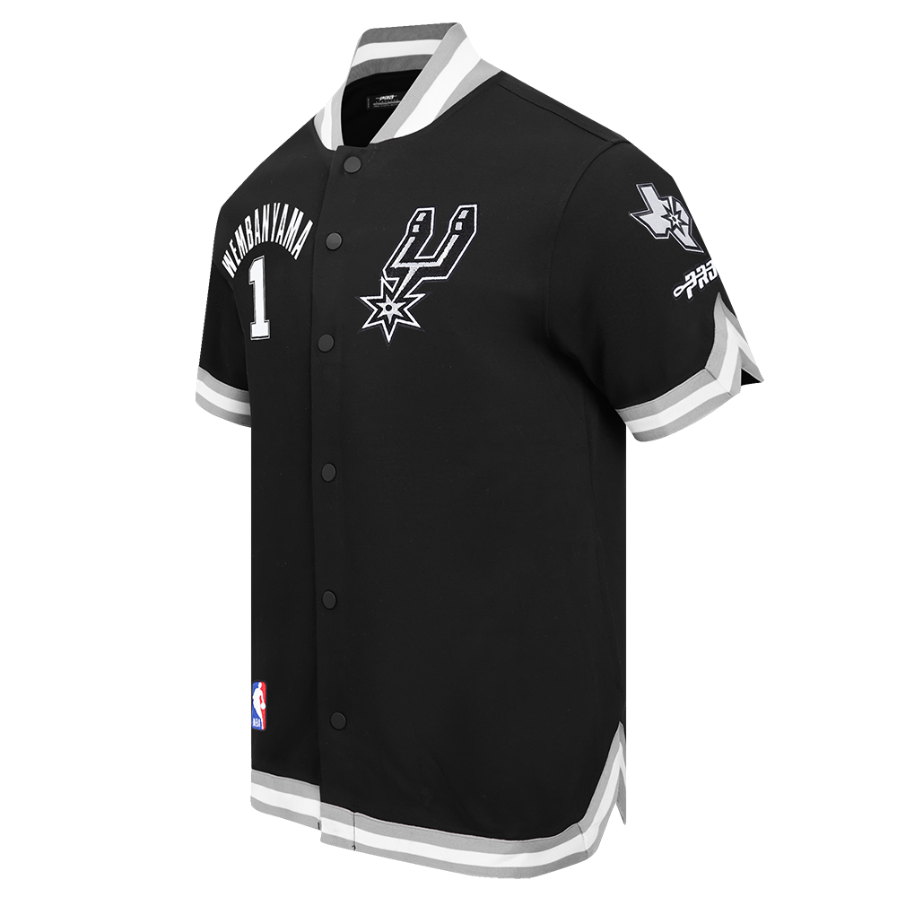 NBA SAN ANTONIO SPURS VICTOR WEMBANYAMA #1 CLASSIC PNN MEN'S DOUBLE KNIT JACKET (BLACK/GRAY)
