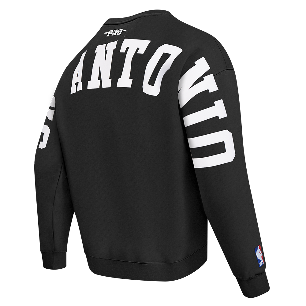 NBA SAN ANTONIO SPURS WINGSPAN MEN'S DROP SHOULDER FLEECE CREWNECK (BLACK)