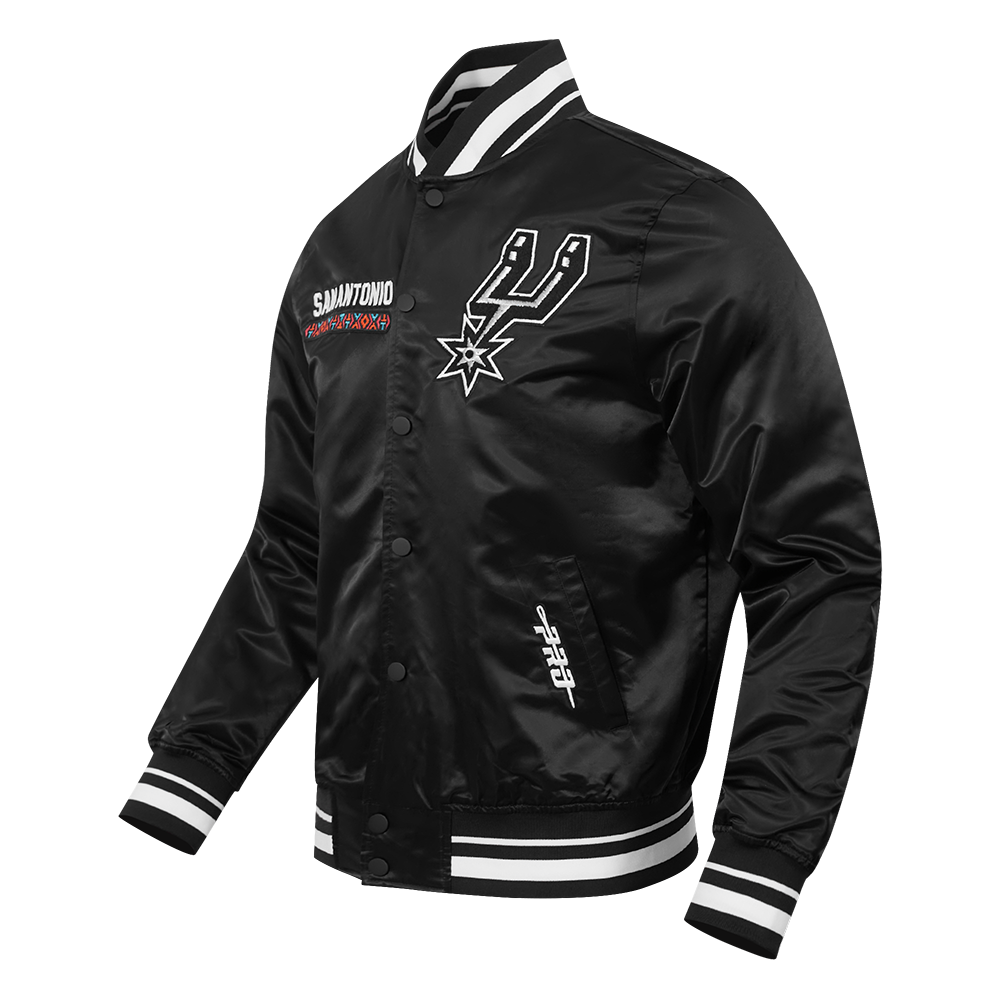 NBA SAN ANTONIO SPURS CITY EDITION 25-26 MEN'S PRO SATIN YD RIB JACKET (BLACK)