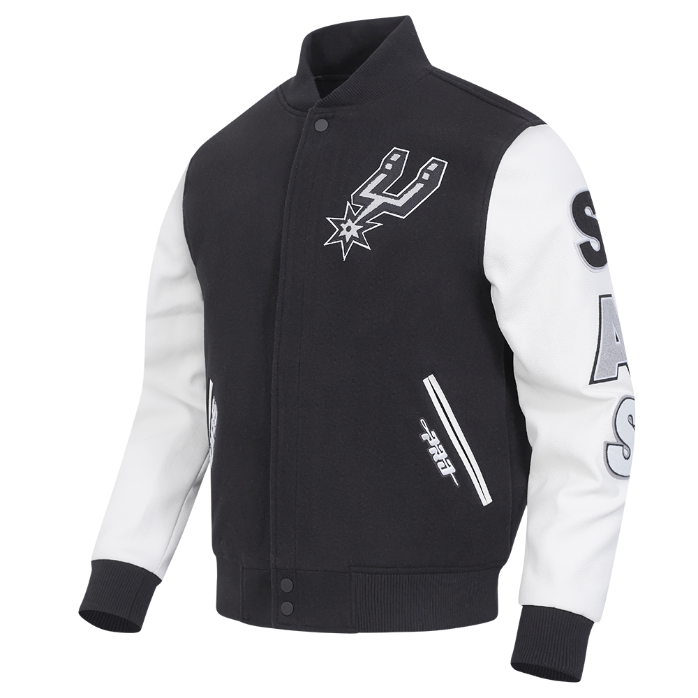 NBA SAN ANTONIO SPURS CLASSIC MEN'S WOOL VARSITY JACKET (BLACK/WHITE)