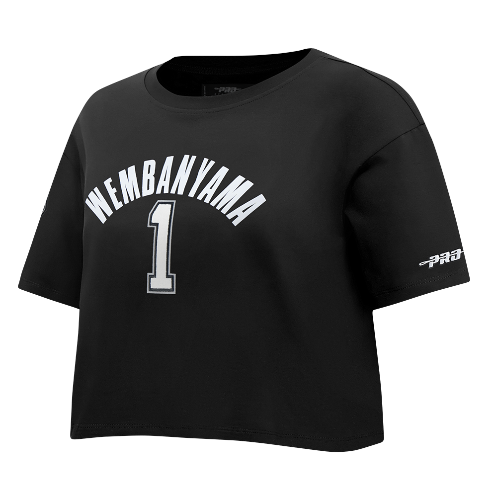 NBA SAN ANTONIO SPURS VICTOR WEMBANYAMA #1 CLASSIC PLAYER NAME AND NUMBER WOMEN'S SJ BOXY TEE