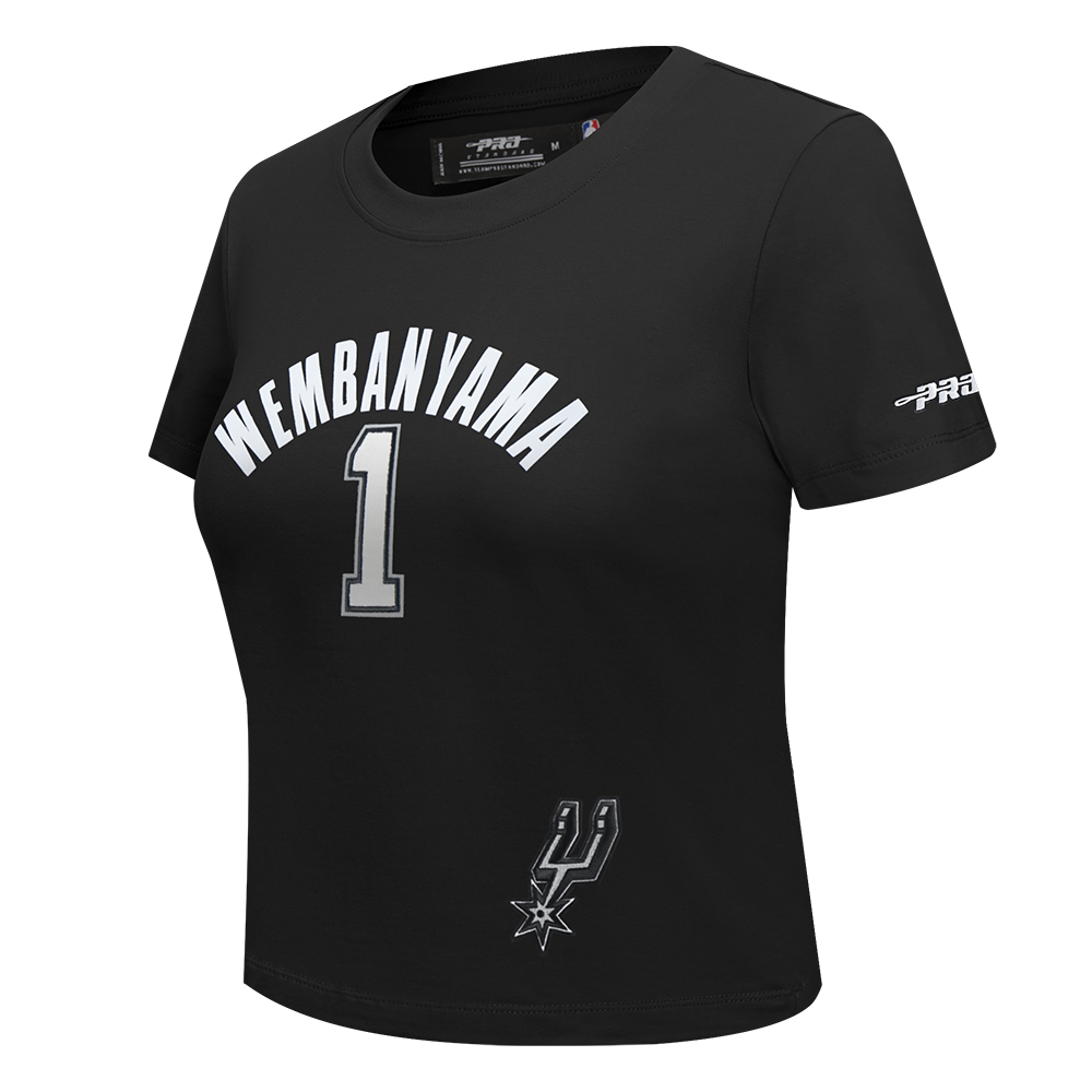 NBA SAN ANTONIO SPURS VICTOR WEMBANYAMA #1 CLASSIC PLAYER NAME AND NUMBER WOMEN'S SJ SLIM FIT TEE