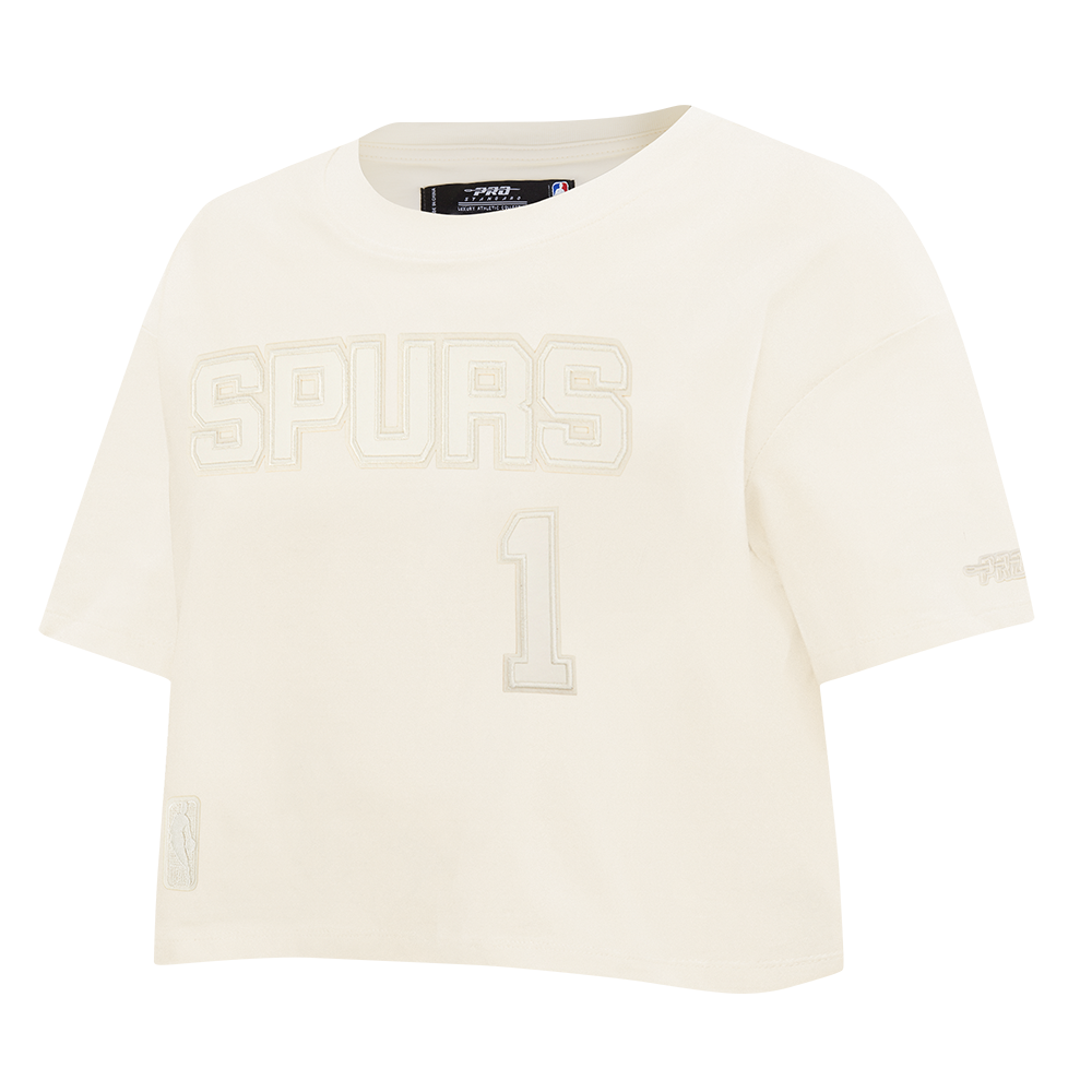 NBA SAN ANTONIO SPURS VICTOR WEMBANYAMA #1 NEUTRAL WOMEN'S SJ BOXY TEE (EGGSHELL)