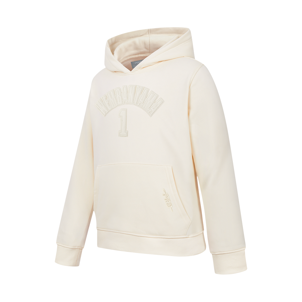 NBA SAN ANTONIO SPURS Victor Wembanyama #1 NEUTRAL PNN BIG BOY'S FLEECE PO HOODIE (EGGSHELL)