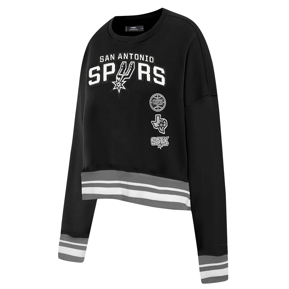 NBA SAN ANTONIO SPURS RETRO CLASSIC WOMEN'S RIB CREWNECK (BLACK/GRAY)