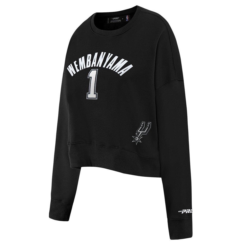 NBA SAN ANTONIO SPURS VICTOR WEMBANYAMA #1 CLASSIC PLAYER NAME AND NUMBER WOMEN'S FLC CREWNECK