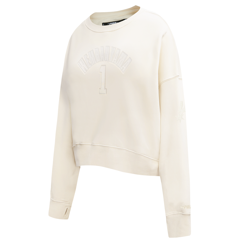 NBA SAN ANTONIO SPURS VICTOR WEMBANYAMA #1 NEUTRAL WOMEN'S FLC CREWNEC (EGGSHELL)