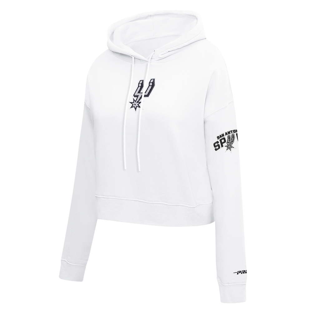 NBA SAN ANTONIO SPURS CLASSIC WOMEN'S FLC CROPPED PO HOODIE (WHITE)
