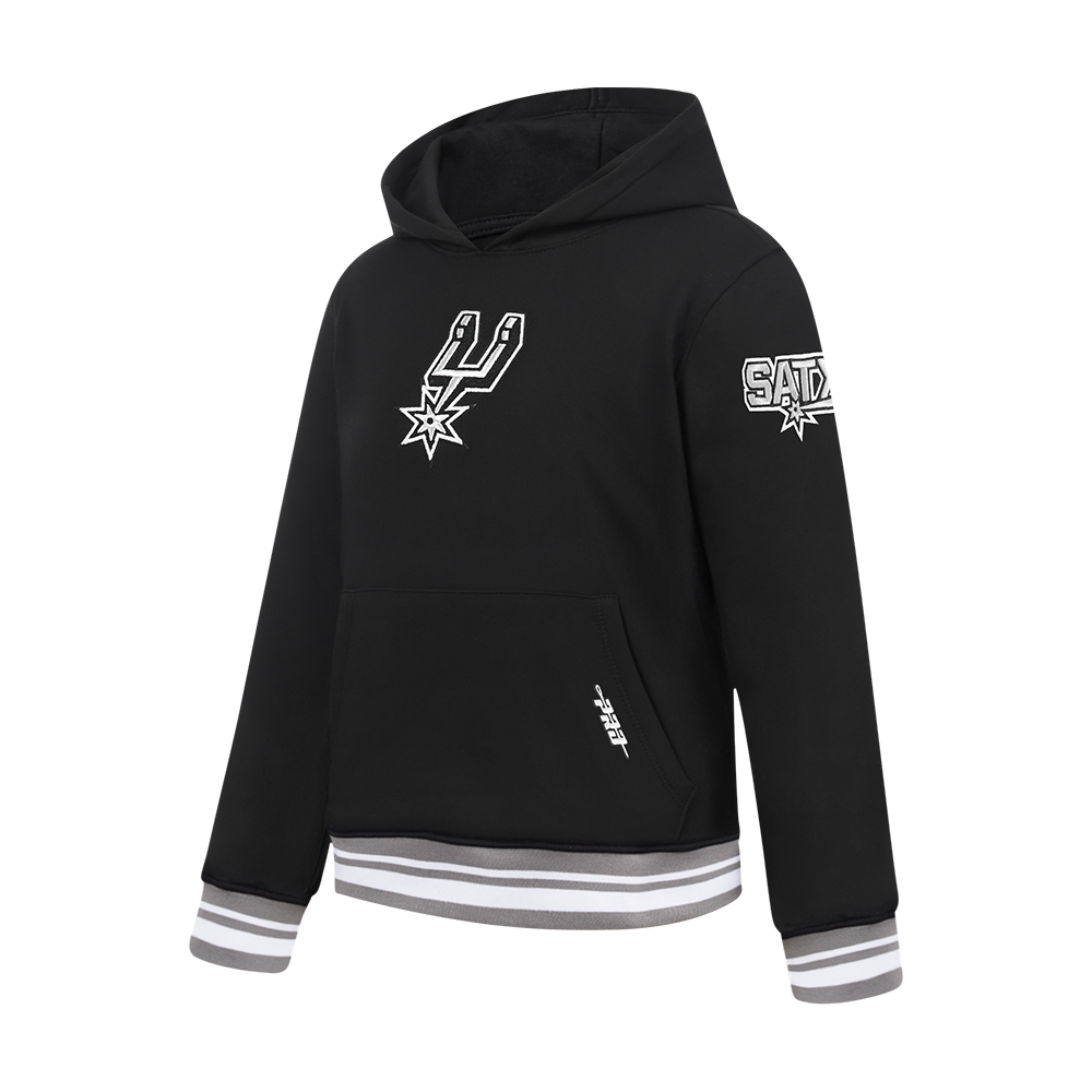NBA SAN ANTONIO SPURS RETRO CLASSIC LITTLE BOYS RIB FLEECE PULLOVER HOODIE (BLACK/GRAY)