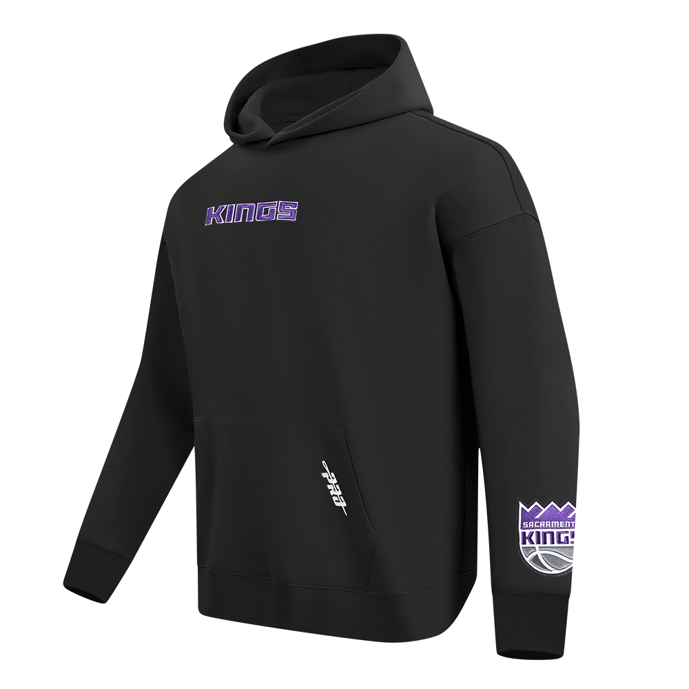 NBA SACRAMENTO KINGS WINGSPAN MEN'S DROP SHOULDER FLC PO HOODIE (BLACK)