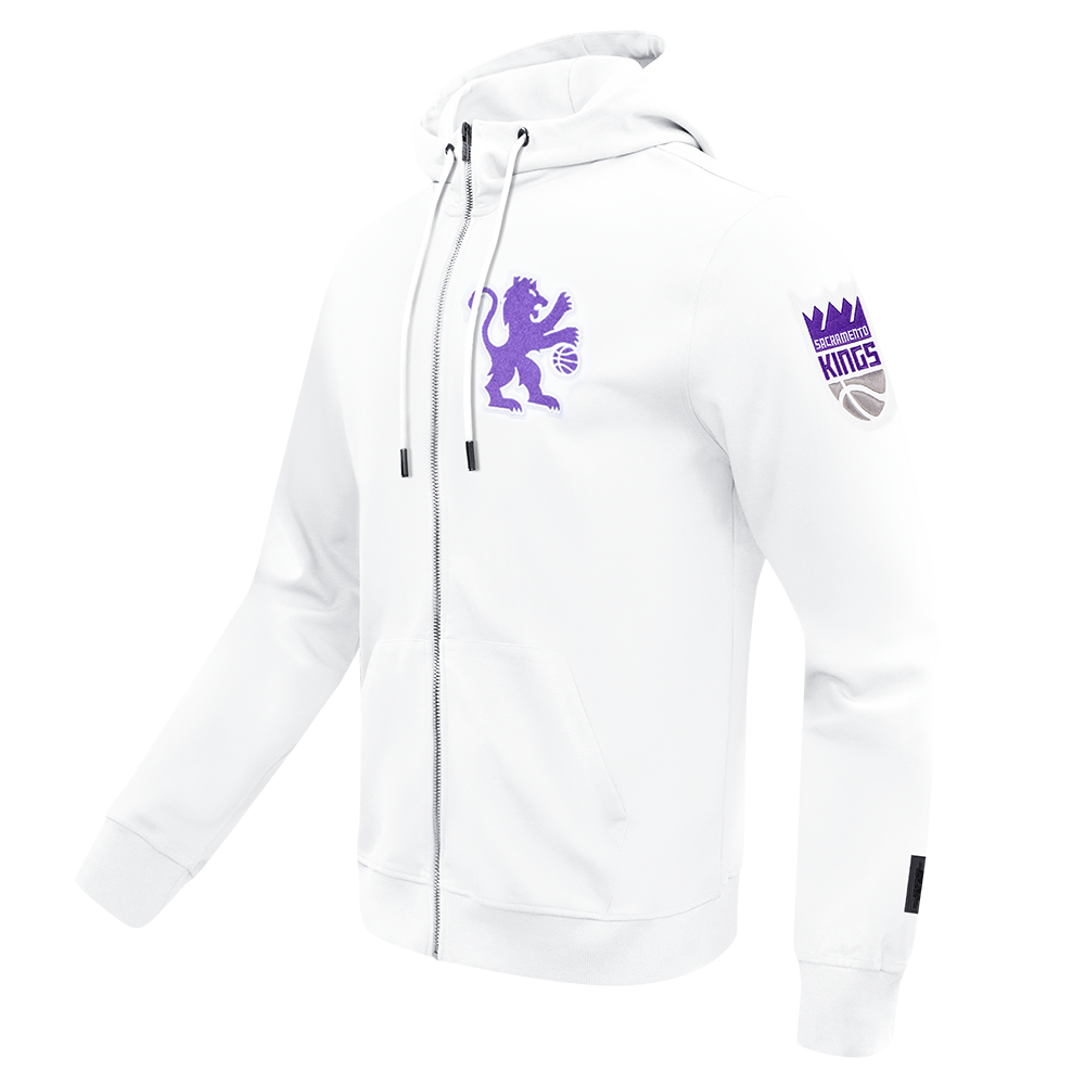 NBA SACRAMENTO KINGS CLASSIC CHENILLE MEN'S DK FZ PO HOODIE (WHITE)