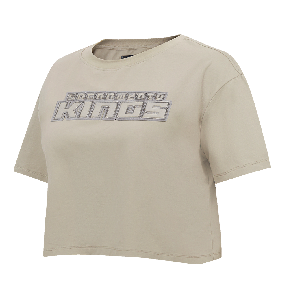 NBA SACRAMENTO KINGS NEUTRAL SINGLE JERSEY BOXY TEE (TAUPE)