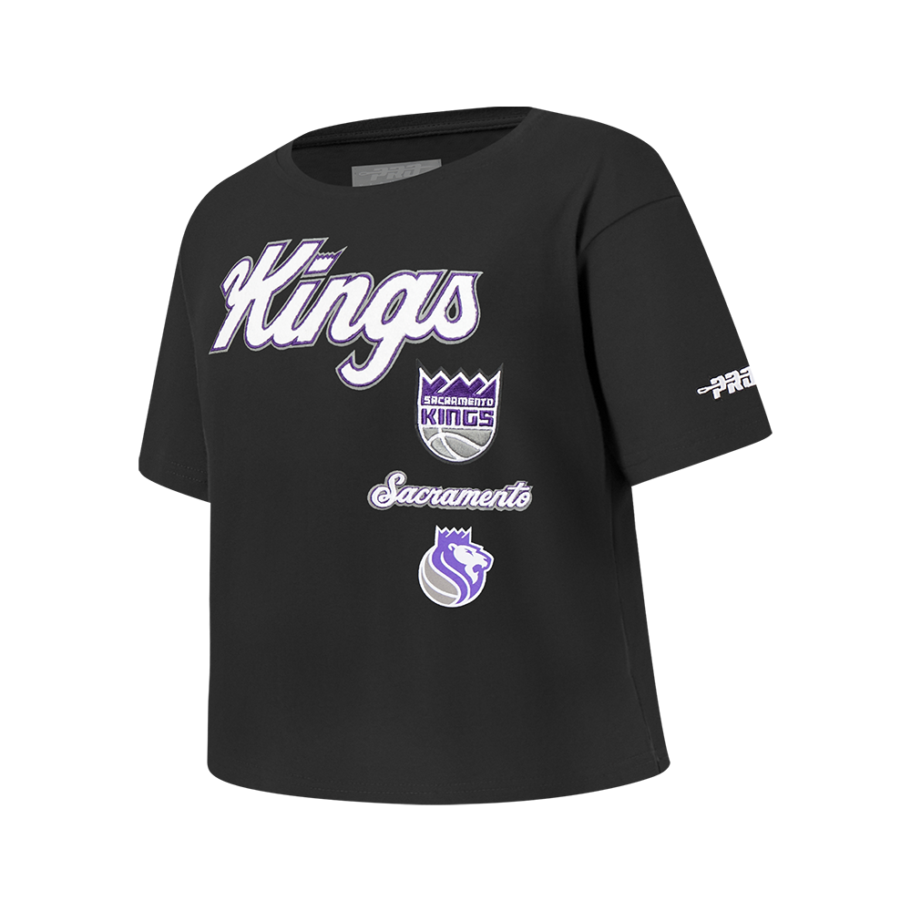 NBA SACRAMENTO KINGS RETRO CLASSIC BIG GIRLS SHORT SLEEVE BOXY TEE (BLACK)