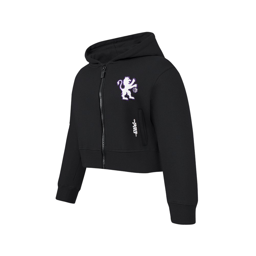NBA SACRAMENTO KINGS CLASSIC BIG GIRLS FLEECE FULL ZIP HOODIE (BLACK)