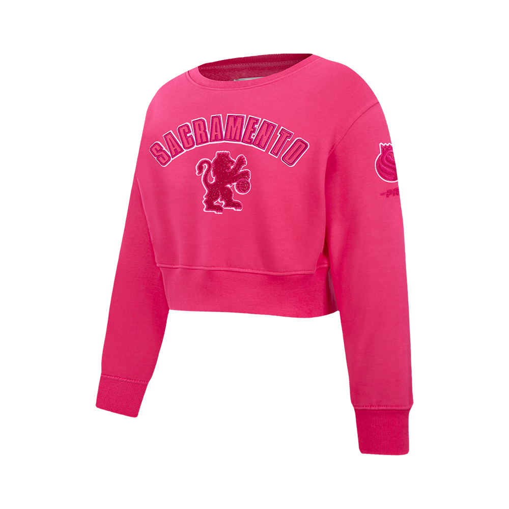 NBA SACRAMENTO KINGS TRIPLE PINK BIG GIRLS FLC CREWNECK (BEETROOT PURPLE)