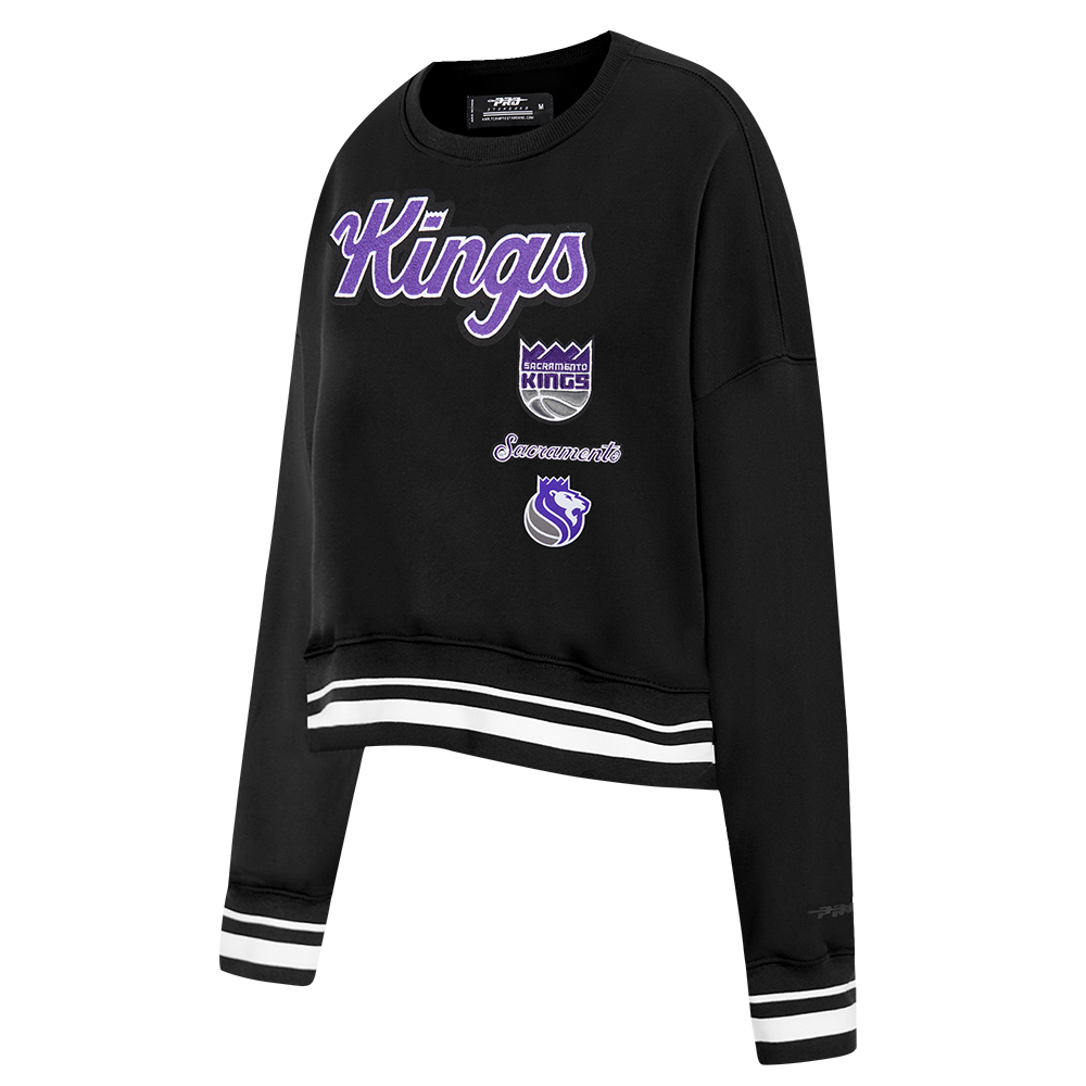 NBA SACRAMENTO KINGS RETRO CLASSIC WOMEN'S RIB FLC CREWNECK (BLACK)