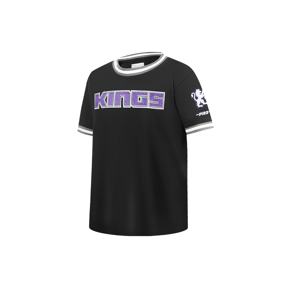 NBA SACRAMENTO KINGS CLASSIC LITTLE BOYS SHORT SLEEVE STRIPED RIB TEE (BLACK/GRAY)