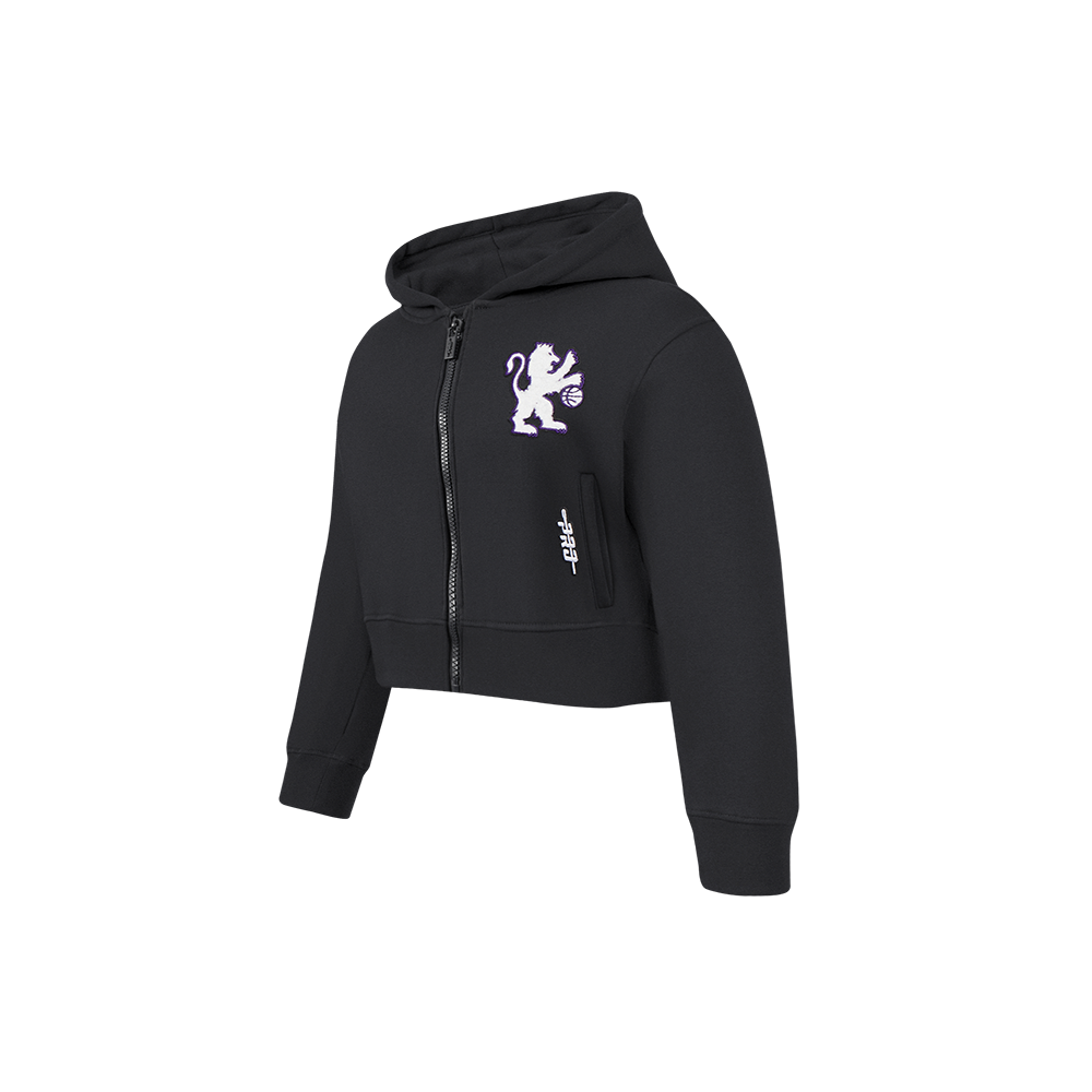NBA SACRAMENTO KINGS CLASSIC LITTLE GIRLS  FLEECE FULL ZIP HOODIE (BLACK)