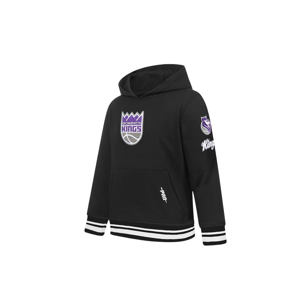 NBA SACRAMENTO KINGS RETRO CLASSIC TODDLER BOYS RIB FLEECE PULLOVER HOODIE (BLACK)