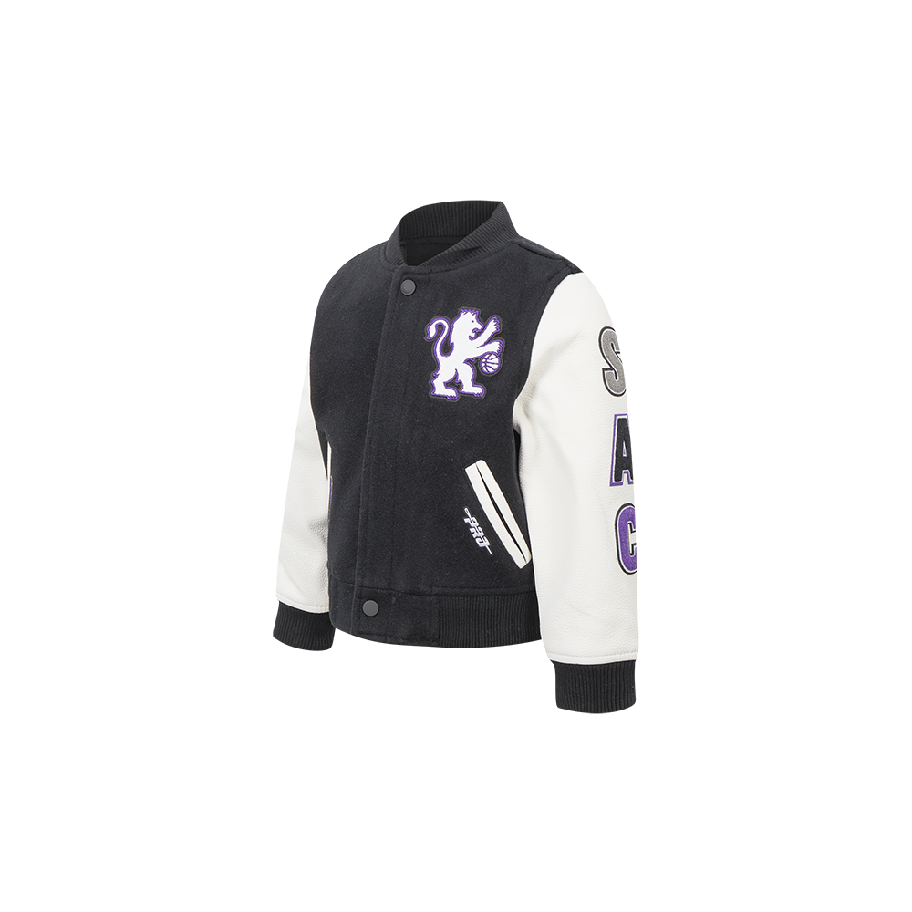 NBA SACRAMENTO KINGS CLASSIC TODDLER BOYS WOOL VARSITY JACKET (BLACK/WHITE)