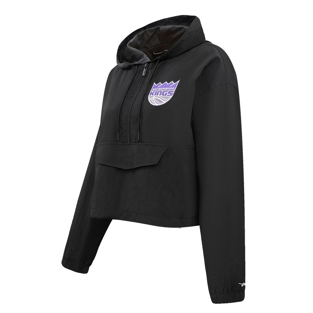 NBA SACRAMENTO KINGS CLASSIC WIND WOVEN WOMEN'S 1/2 JACKET (BLACK)