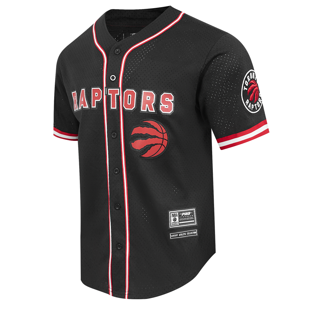 NBA TORONTO RAPTORS CLASSIC MESH MEN'S BUTTON DOWN SHIRT (BLACK/RED)
