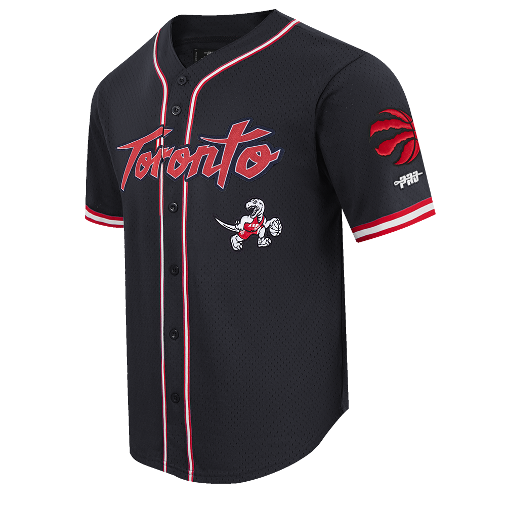 NBA TORONTO RAPTORS CITY EDITION 25-26 MEN'S MESH BUTTON DOWN SHIRT (BLACK/RED)