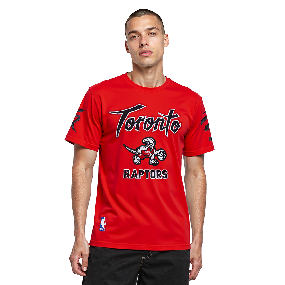 NBA TORONTO RAPTORS CITY EDITION MEN'S RIB WOOL VARSITY JACKET (BLACK/RED/BLACK)