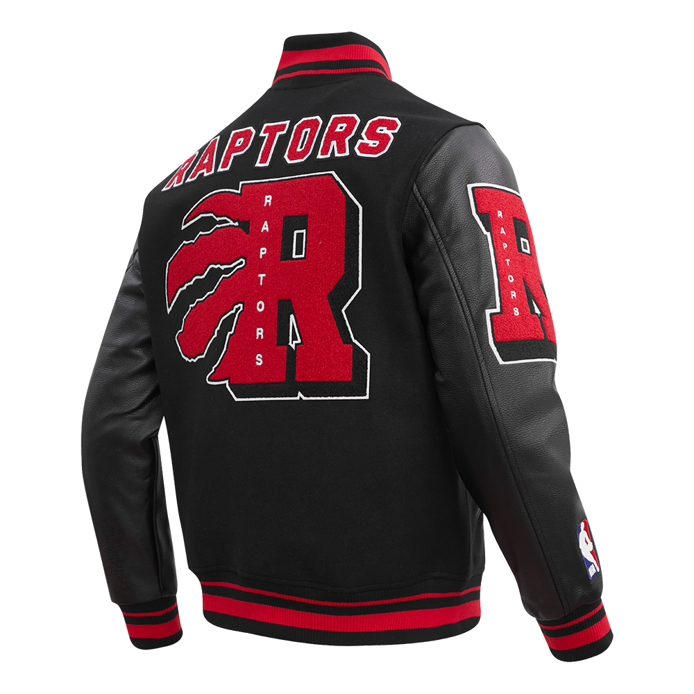NBA TORONTO RAPTORS MASHUP MEN'S RIB WOOL VARSITY JACKET (BLACK/RED/BL ...