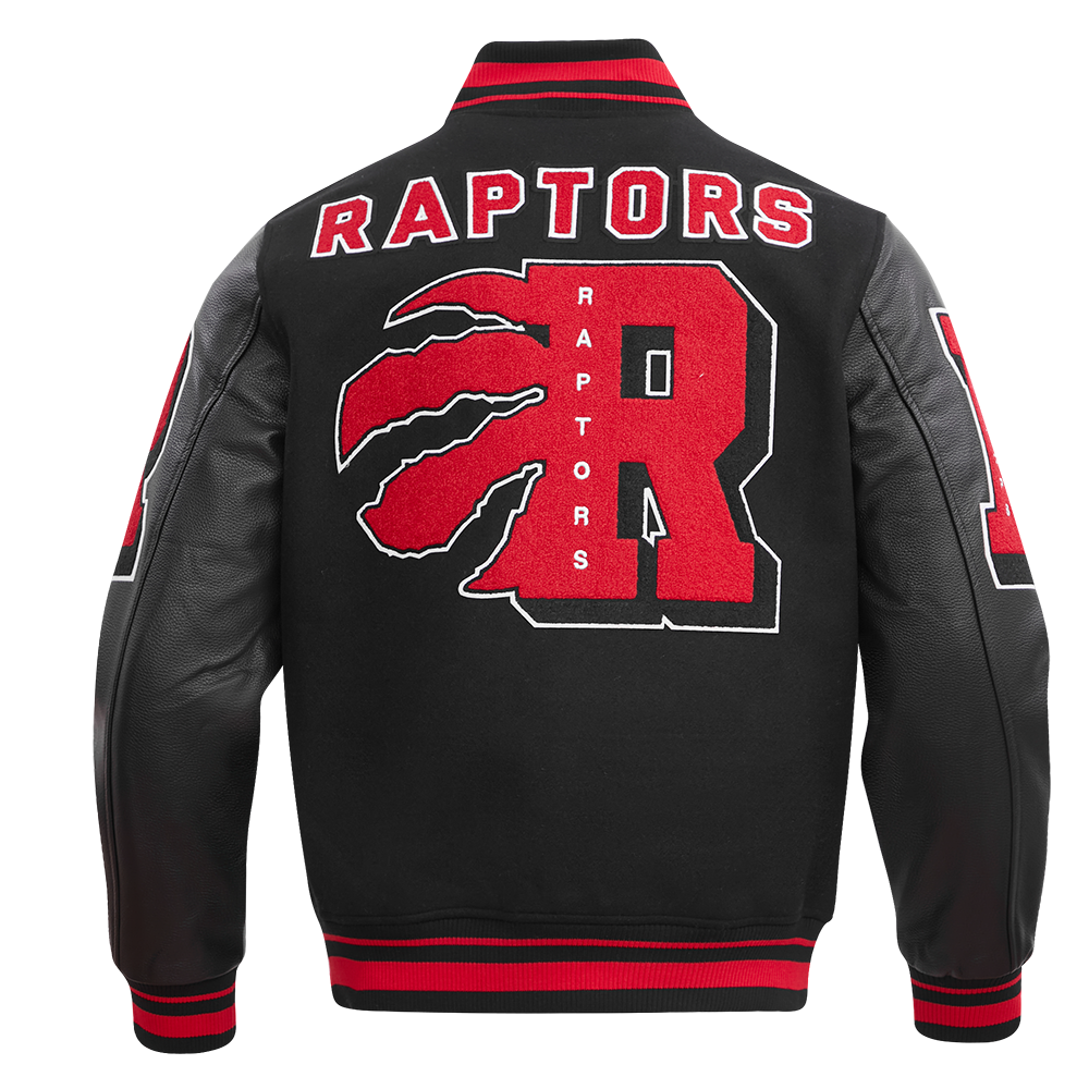 NBA TORONTO RAPTORS MASHUP MEN'S RIB WOOL VARSITY JACKET (BLACK/RED/BL ...
