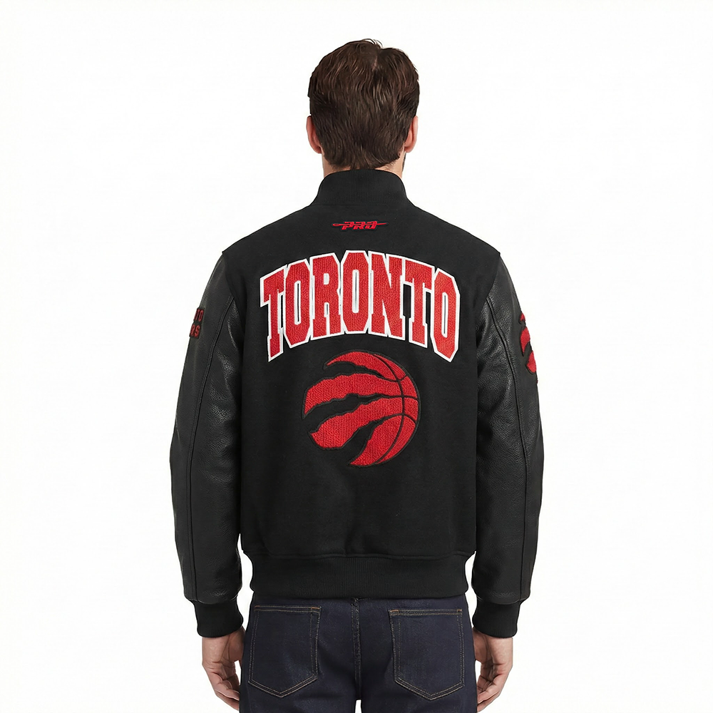NBA TORONTO RAPTORS CITY ARCH MEN'S WOOL VARSITY JACKET (JET BLACK)