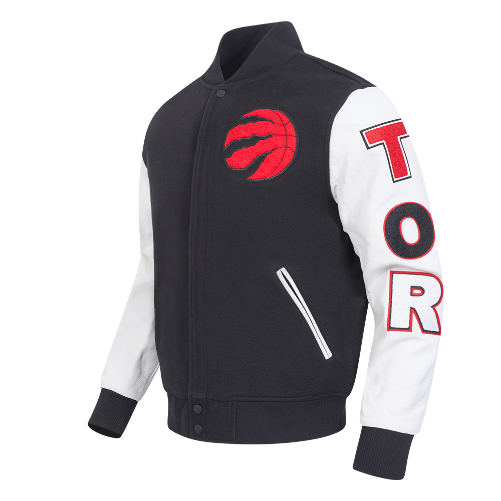 NBA TORONTO RAPTORS CLASSIC MEN'S WOOL VARSITY JACKET (BLACK/WHITE)