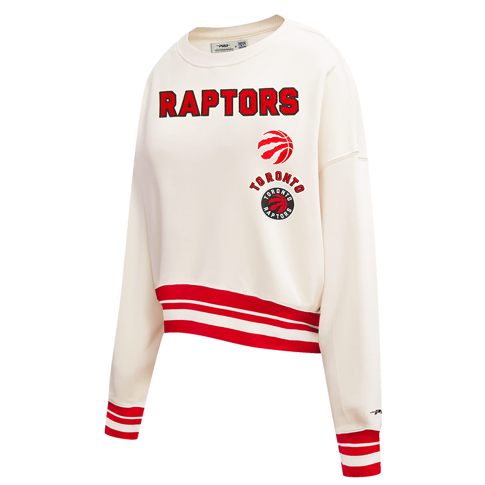 NBA TORONTO RAPTORS RETRO CLASSIC WOMEN'S RIB FLC CREWNECK (EGGSHELL/ RED)