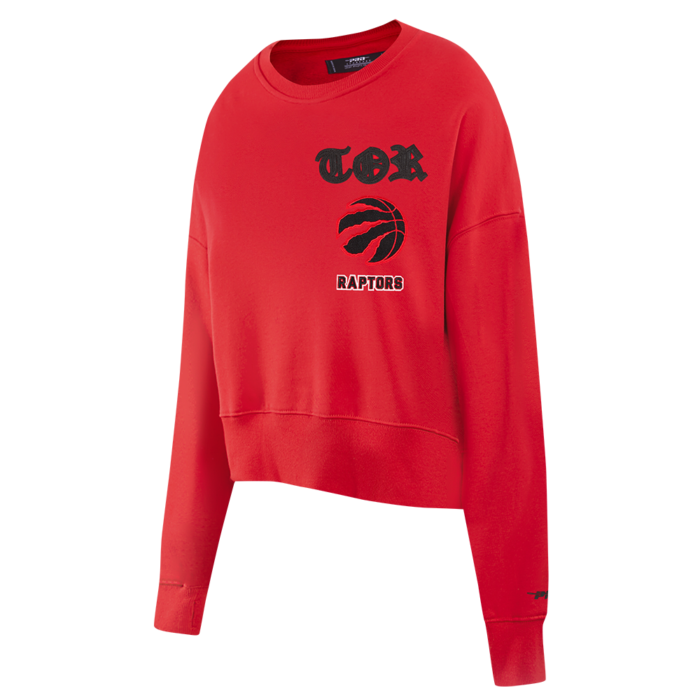 NBA TORONTO RAPTORS OLD ENGLISH WOMEN'S FLC CREWNECK (RED)