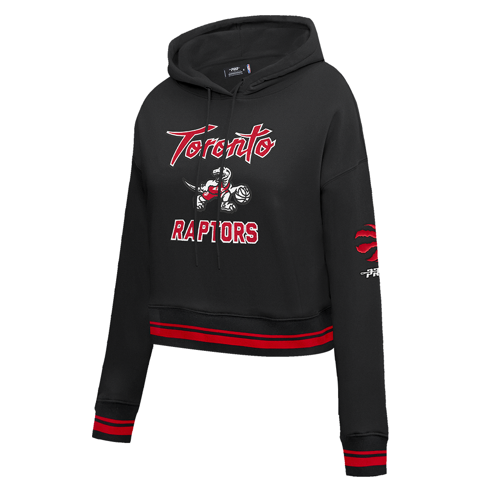 NBA TORONTO RAPTORS CITY EDITION 25-26 WOMEN'S RIB FLC CROPPED PO HOODIE (BLACK/RED/BLACK)