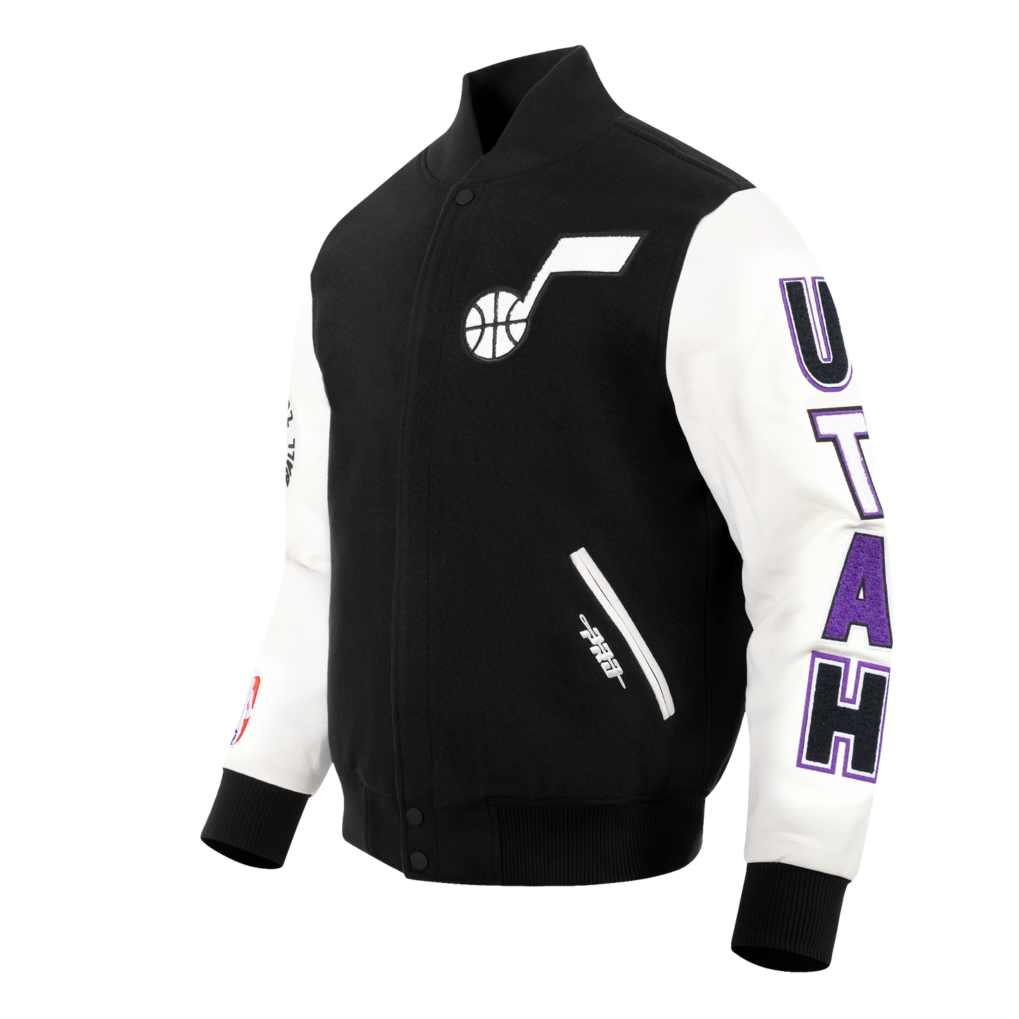 NBA UTAH JAZZ CLASSIC MEN'S WOOL VARSITY JACKET (BLACK/WHITE)
