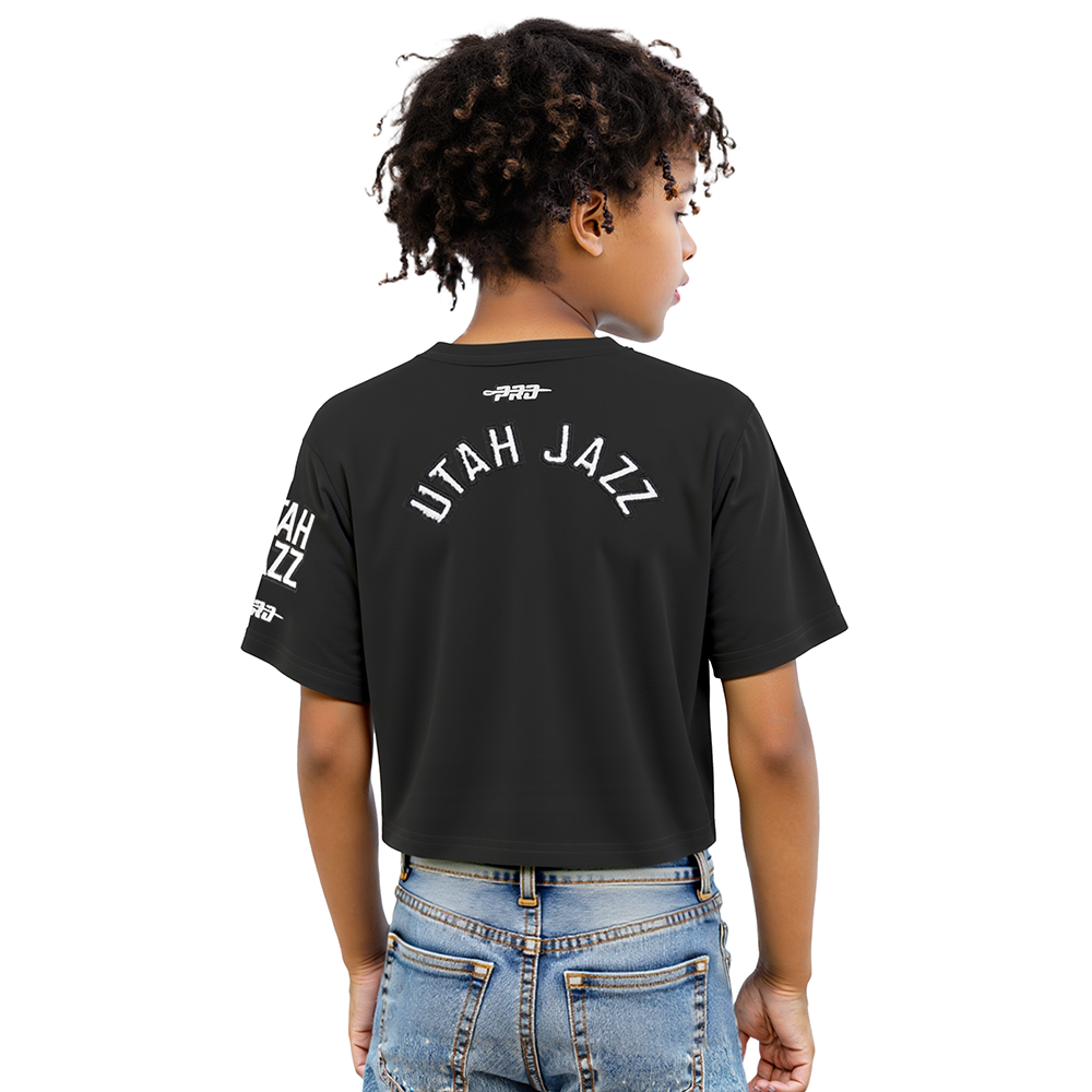 NBA UTAH JAZZ CLASSIC BIG GIRLS SHORT SLEEVE BOXY TEE (BLACK)