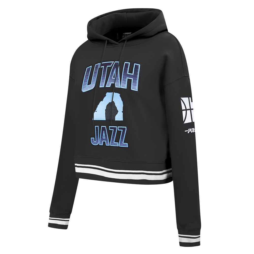 NBA UTAH JAZZ CITY EDITION 25-26 WOMEN'S RIB FLC CROPPED PO HOODIE (BLACK)