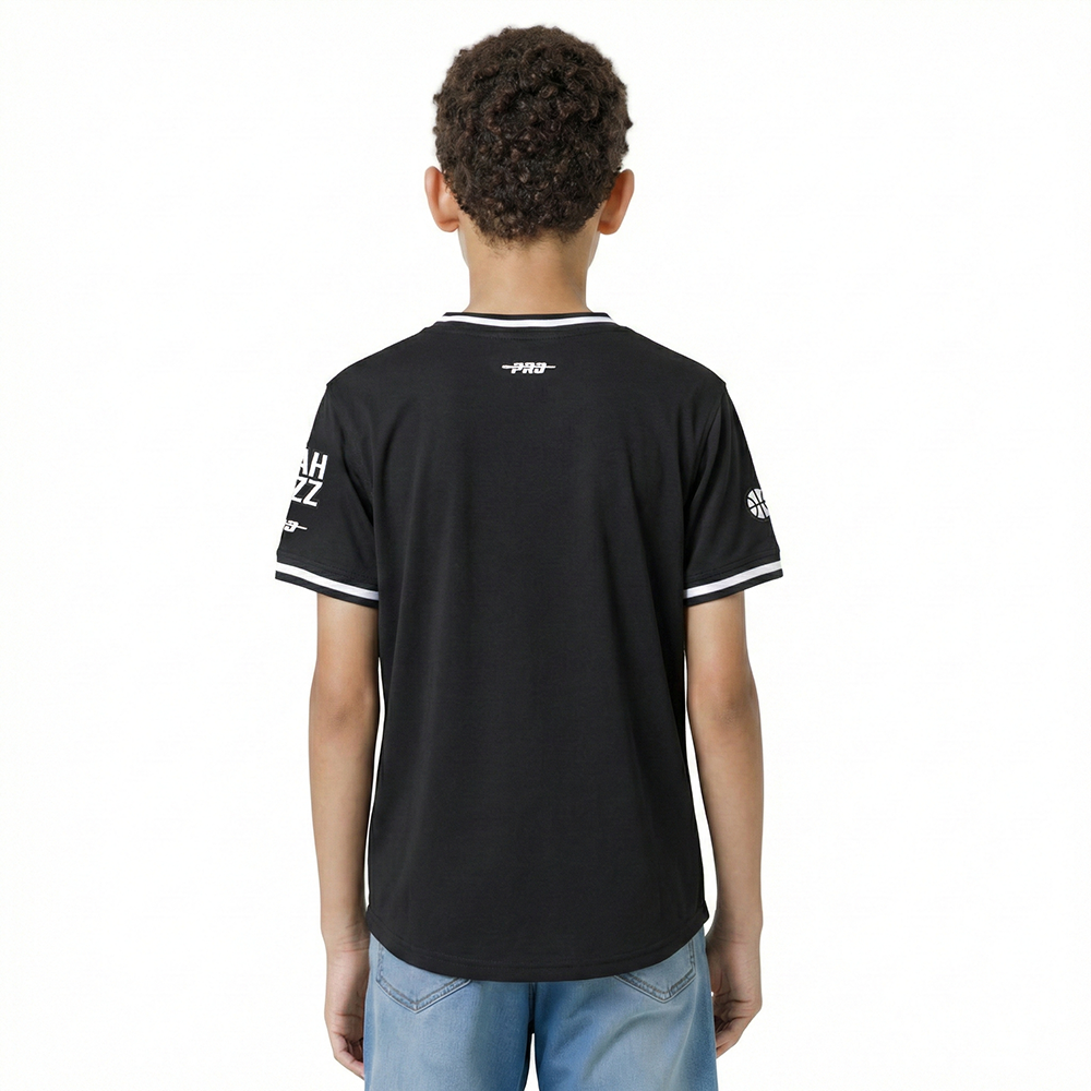 NBA UTAH JAZZ CLASSIC LITTLE BOYS SHORT SLEEVE STRIPED RIB TEE (BLACK)