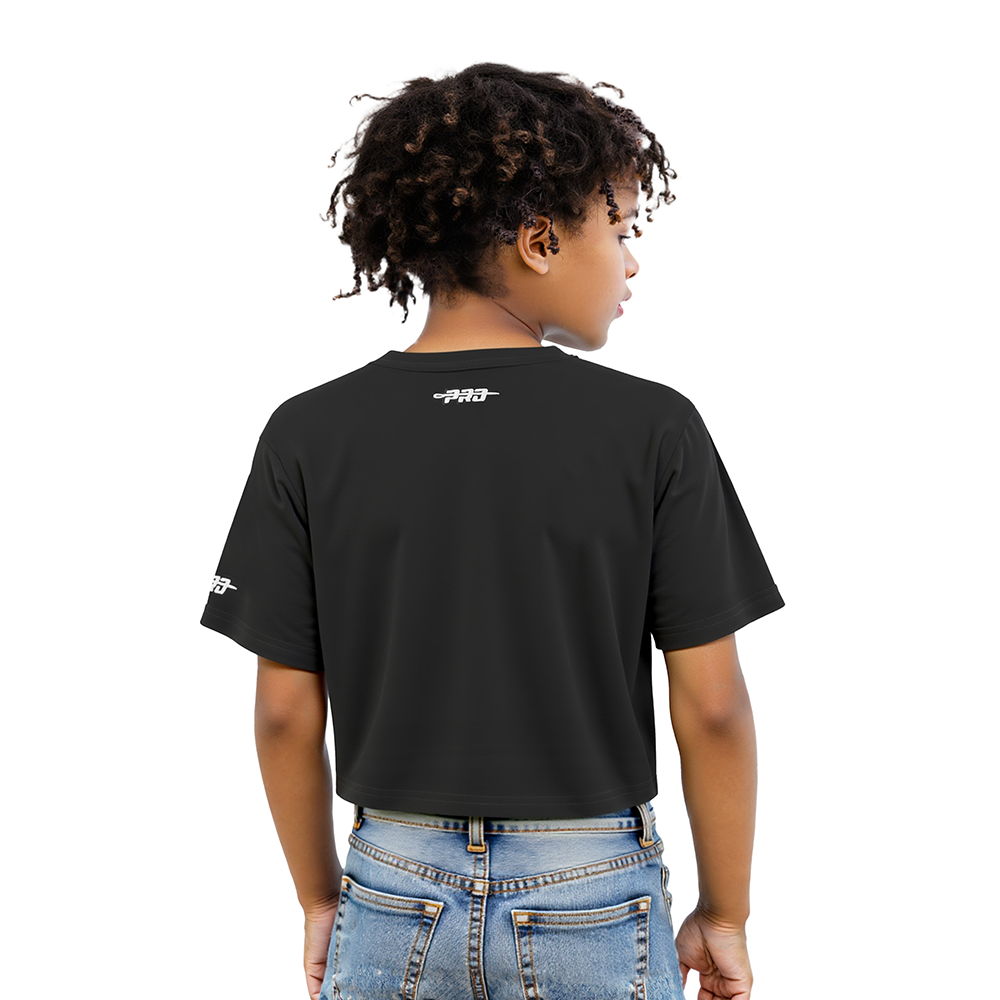 NBA UTAH JAZZ RETRO CLASSIC LITTLE GIRLS SHORT SLEEVE BOXY TEE (BLACK)