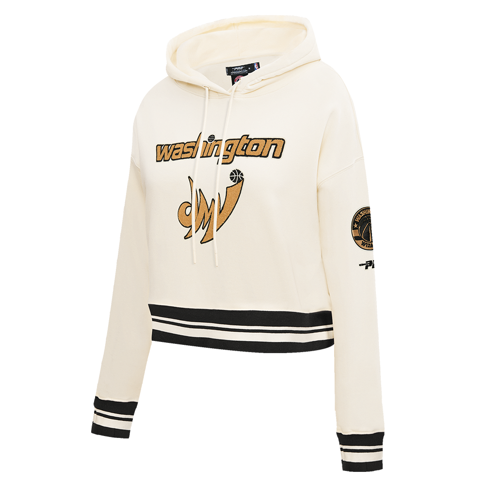 NBA WASHINGTON WIZARDS CITY EDITION 25-26 WOMEN'S RIB FLC CROPPED PO HOODIE (EGGSHELL/ BLACK)