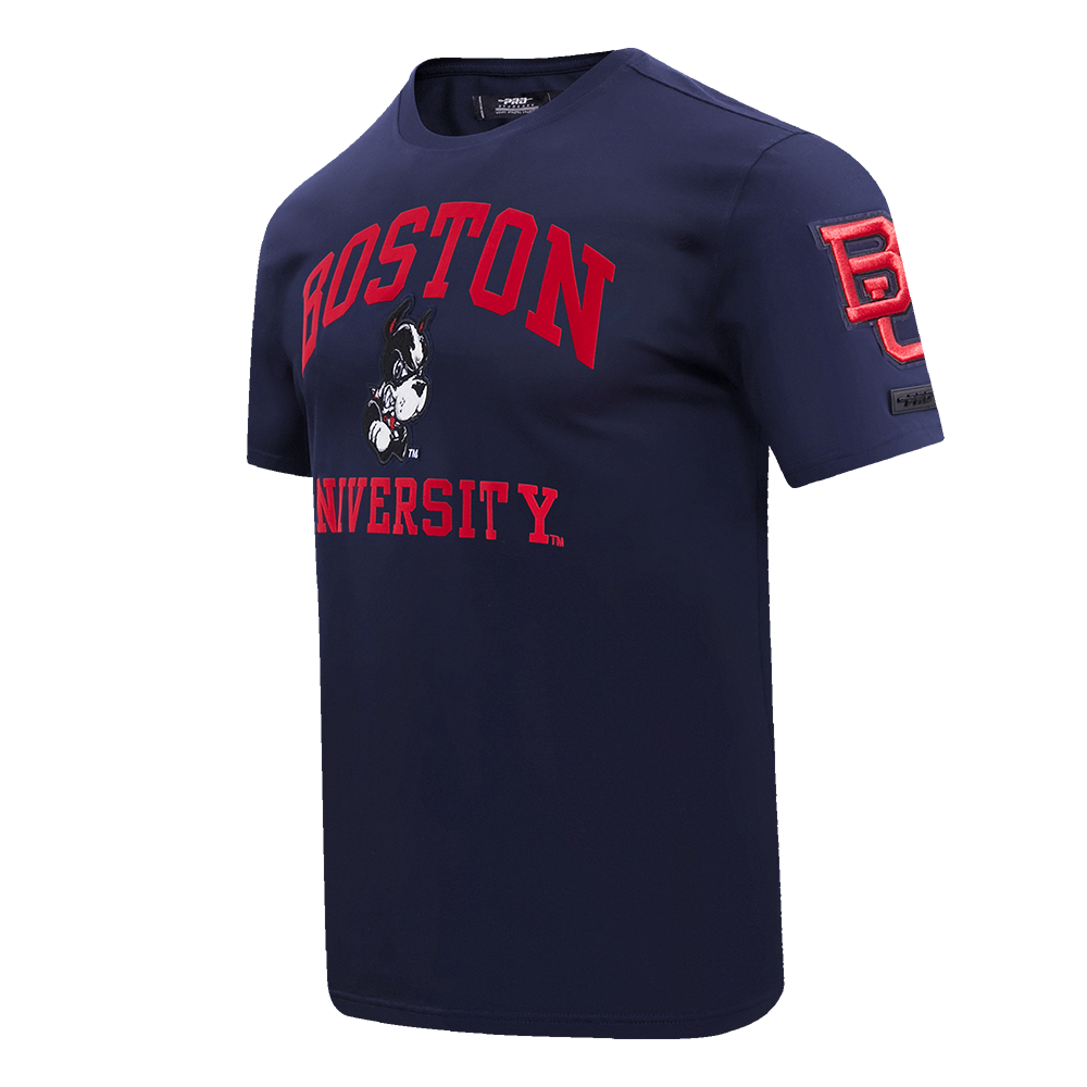 BOSTON UNIVERSITY CLASSIC STACKED LOGO SINGLE JERSEY TEE (MIDNIGHT NAVY)